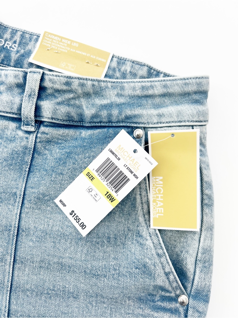 Michael Kors Carmen Wide Leg Super High Rise Jeans 18W NWT - Picture 7 of 8